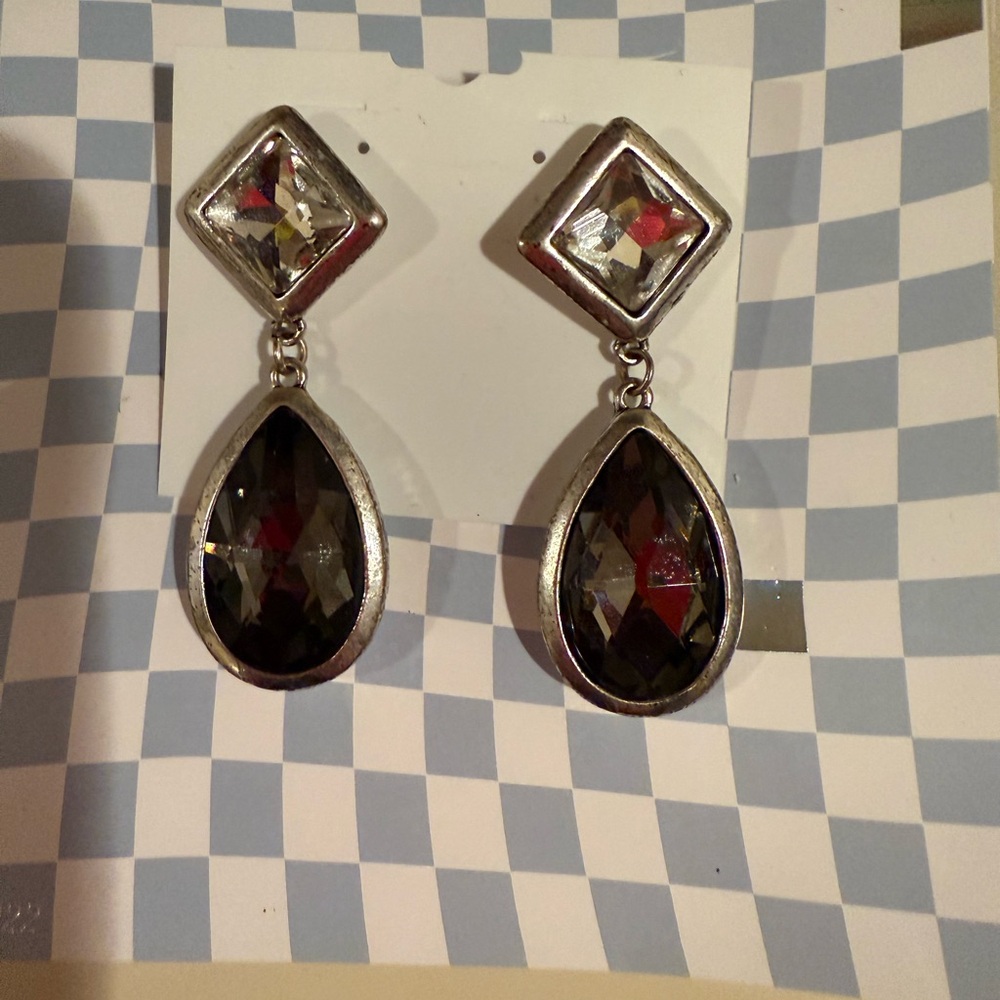 Bebe Silver And Black Geometric Statement Earring… - image 2